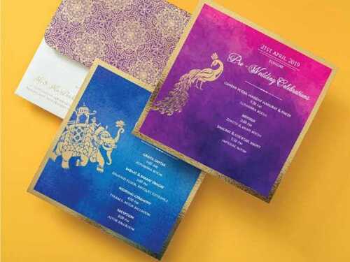 Purple And Blue Color Customized Marriage Card   Decoration Material: Paint