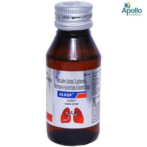 Terbutaline Sulphate Guaiphesin Bromhexine Hydrochloride And Menthol Alkof+Cough Syrup General Medicines