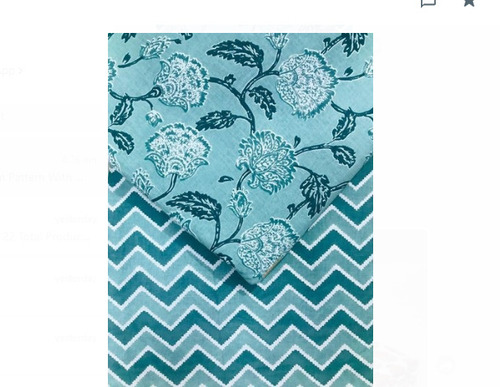 Cotton Unstitched Fabric - 60x30 cm, Blue and White Printed Pattern | Lightweight 200 GSM, Soft and Washable Ideal for Garments and Home Decor