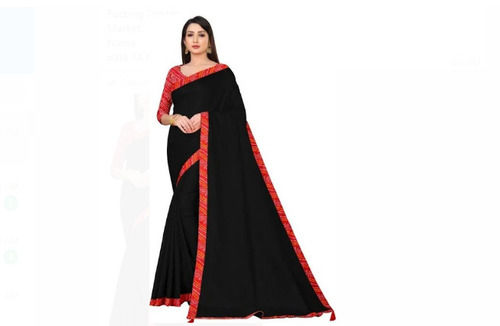 Lightweight Comfortable And Washable Party Wear Black And Red Georgette Ladies Saree