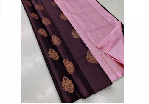 Maroon And Pink Party Wear Stylish Designer Pure Cotton Silk Ladies Saree