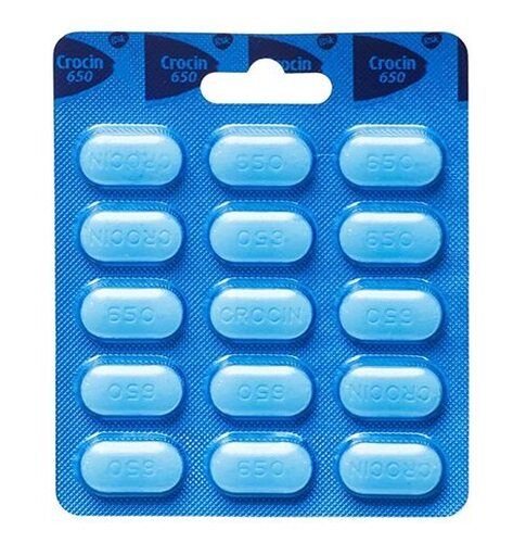 Pain Reliever Blister Pack Of 15 Tablets For Headaches Migraines Muscle Aches And Menstrual Pain Crocin 650