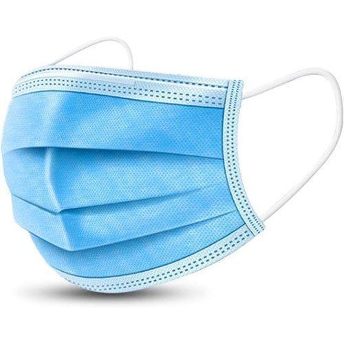 Blue Color Plain Pattern 3 Layer Disposable Face Mask