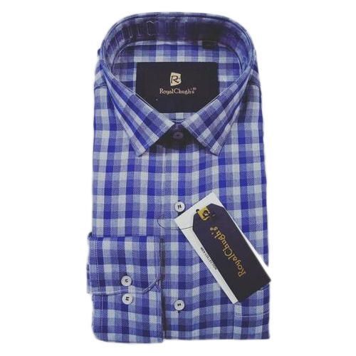 Comfortable Soft And Elastic Cotton Fabric Button-Down Men'S Formal Wear Checks Shirt