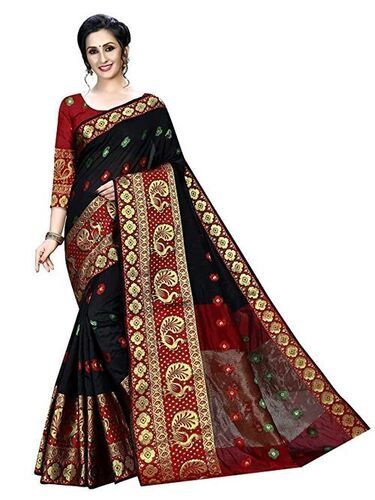 Fabric Comfortable Women Banarasi Cotton With Unstitched Silk Saree Blouse Piece