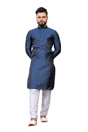 Mens Printed Mix Cotton Kurta Pajama For Festival Wear