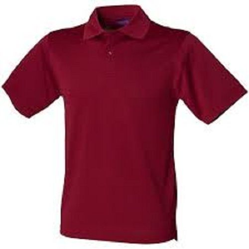 Polo Neck Short Sleeves And Pure Cotton Fabric Plain Pattern T-Shirt For Men'S 