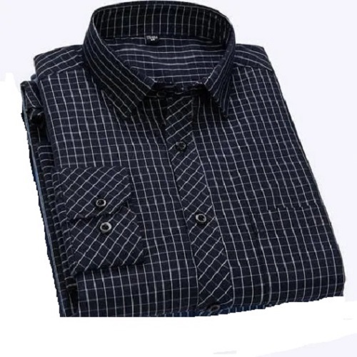 Washable And Comfortable Printed Black Stylish Cotton Mens Full Sleeves Shirt - 100% Cotton, Sizes: M, L, XL, Color: Black & White | Anti-Wrinkle, Breathable, Washable, Plaid Pattern