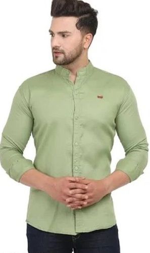 Washable And Comfortable Printed Stylish Light Green Cotton Mens Full Sleeves Shirt General Medicines