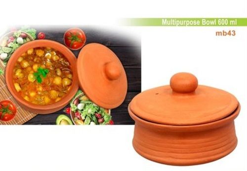 600 ML Round Clay Food Serving Bowl With Lid For Home And Restaurant