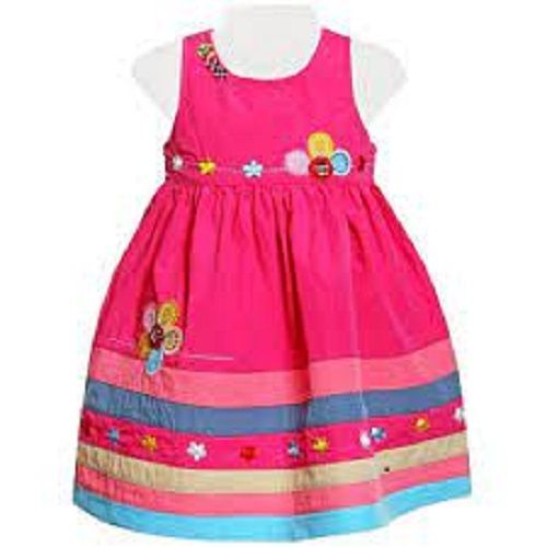 Casual Wear Regular Fit Round Neck Sleeveless Breathable Readymade Printed Girls Frocks