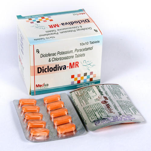 Diclofenac Potassium, Paracetamol And Chlorzoxazone Diclodiva-Mr Tablets , 10x10 Tablets