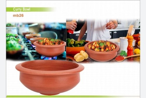 Handmade 100% Natural Clay Curry Bowl For Cooking And Serving