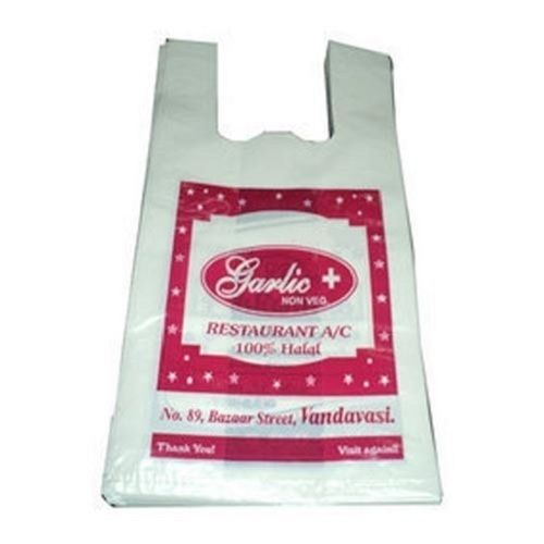 100 x Plastic Carry Bags Small - Medium With Die Cut Handle - LDPE - Glossy  White