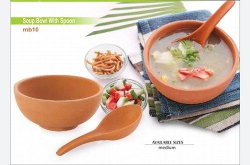 Reusable And Washable Handmade Soup Serving Clay Bowl With Spoon