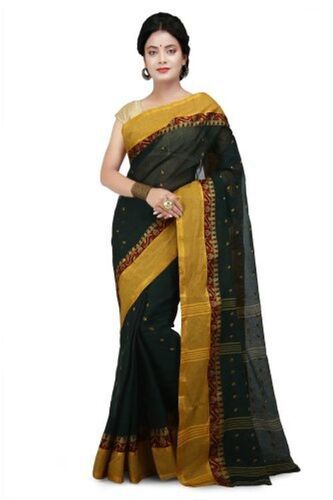 Green Women Cotton Tangail Saree