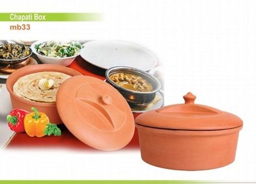 Handmade 100% Natural Clay Chapati/Roti Box With Lid For Kitchen
