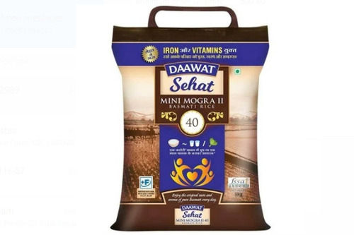Pack Of 5 Kilogram Medium Grain Daawat Sehat Mini Mogra White Basmati Rice