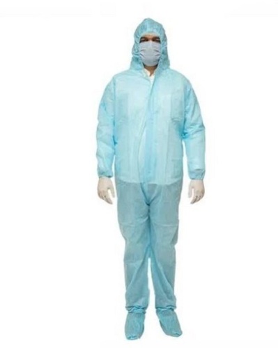 Silver Sky Blue Full Sleeves Disposable Non Woven Mens Ppe Kits