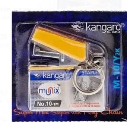 Stainless Steel Body And Rust Proof Yellow Kangaroo Supermini Stapler With Keychain Hard Bound