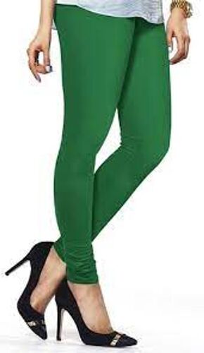 Stylish And Comfortable Soft Cotton Fabrics Full Length Plain Green Leggings For Woman