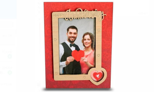 7x9 Inch Size 8mm Thickness Red Wooden Anniversary Photo Frame