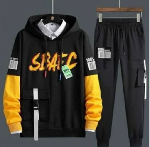 Daily Wear Comfortable And Breathable Black Color Stylish Mens Track Suit