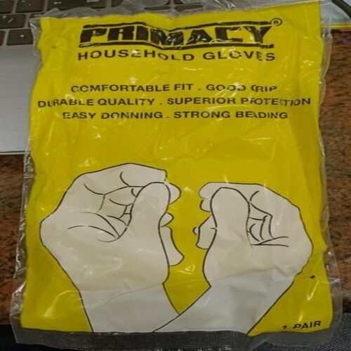 Protects From Various Chemicals Large Size Yellow Color Plain Household Gloves