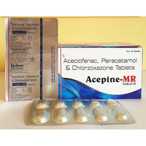 Acepine-MR - Aceclofenac, Paracetamol & Chlorzoxazone Tablets 10x10 | Effective Muscle Pain Relief, Suitable for Adults, General Medicine, Store in Cool and Dry Place