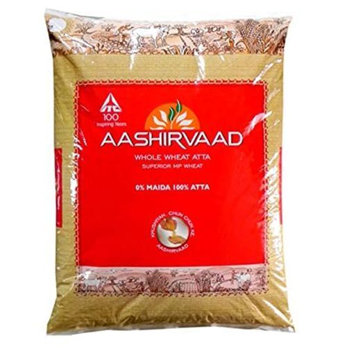 Original Healthy Highest Nutritional Value Protein-Rich Aashirvaad Whole Wheat Atta 5Kg Pack