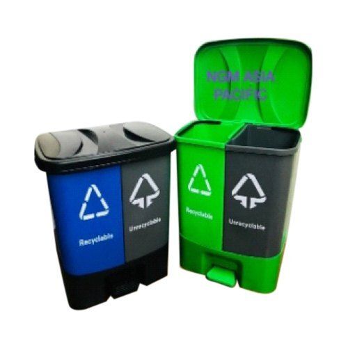 Sturdy Construction Crack Resistance Pvc Two Compartment Duo Wet And Dry Dustbin Application: Home