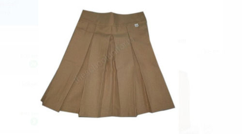 Washable And Comfortable Brown Plain Pattern Cotton School Dress Skirt