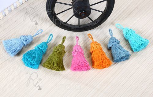 Classic Mini Tassel With Cotton Materials And Weight 2 Gms, Assorted Colors