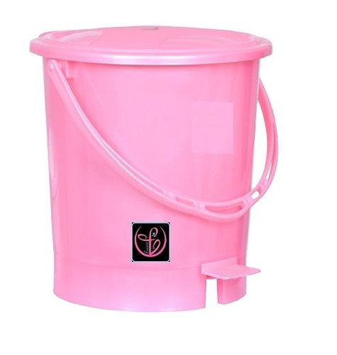 Light Pink Solid Round Shape And Light Weight Plain Plastic Dustbin