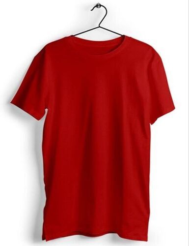 Men's Comfortable And Stylish Breathable O Neck Short Sleeves Cotton Plain Red T Shirt