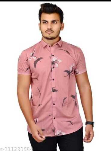 Mens Short Sleeves Printed Cotton Shirt For Casual Wear