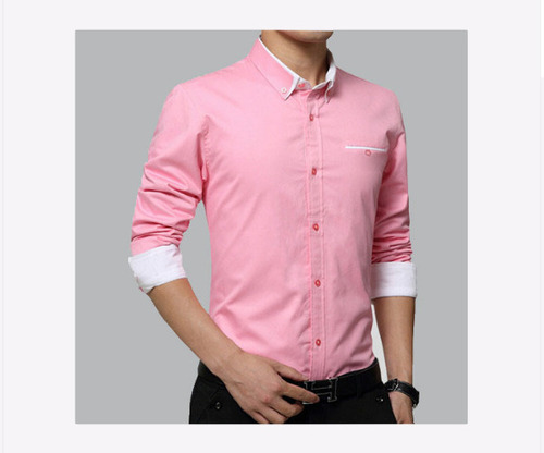 रेगुलर फिट फुल स्लीव प्लेन कॉटन स्टाइलिश पिंक (गुलाबी) और सफ़ेद फॉर्मल पुरुषों की शर्ट
