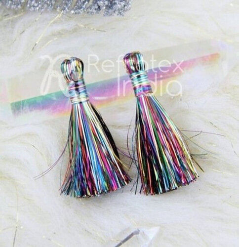 Shiny Mini Tassel And Polyester Fabrics And Assorted Colors, Handmade