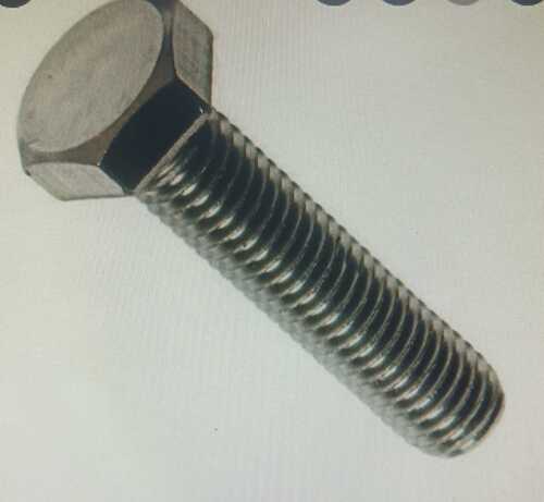 Gray Stainless Steel Bolt For Automobile Use, Full Thread And Hexagon Head Shape