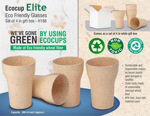 EcoCup Elite: Eco Friendly Wheat Fiber Glasses (Set Of 4)