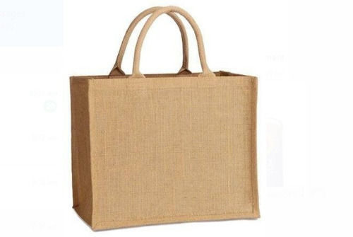 White For Shopping Rectangular Jute Material Plain Brown Printed Designer Jute Bag 