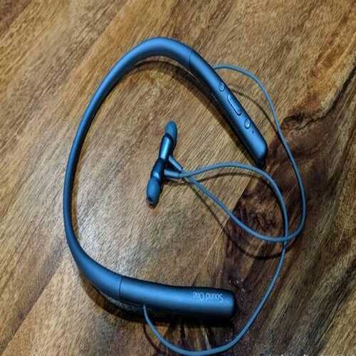 Light Weight Plastic And Rubber Body Blue Color Neckband Headset