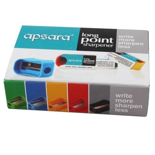 Options Available Pack Of Box Long Point Write More Sharpen Less Multicolor Apsara Sharpener