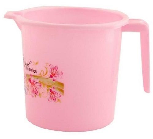 Pink 2 Liter Capacity Round Shape Plain Pattern Plastic Mug 