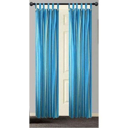 Sky Blue Fancy Plain Door Curtain