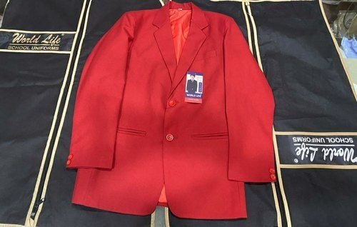 World life Plain School Uniform Red Blazer, Size: Medium