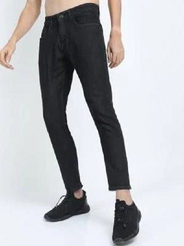 Washable And Comfortable Plain Black Casual Wear Men's Denim Jeans