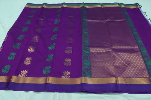 Beautiful Stylish Breathable Designer Wear Modern Trendy Purple Printed Traditional Elegant And Silk Cotton Sarees 