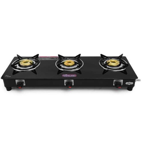 Black Rectangular Three Burner Gas Stove For Home at Best Price in ...