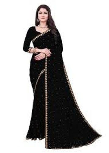 Black Color Embroidered Sarees